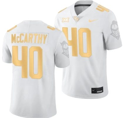 Mitch McCarthy Jersey #40 UCF Knights Light Mode College Football White Golden