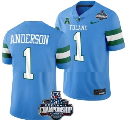 Nick Anderson Jersey #1 Tulane Green Wave 2022 ACC Football Championship Blue