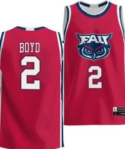 Nicholas Boyd Jersey #2 FAU Owls NIL Basketball Lightweight Red