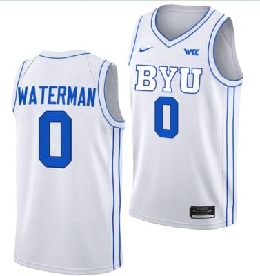 Noah Waterman Jersey #0 BYU Cougars College Basketball Jersey 2022-23 White 8 Noah Waterman Jersey #0 BYU Cougars College Basketball Jersey 2022-23 White