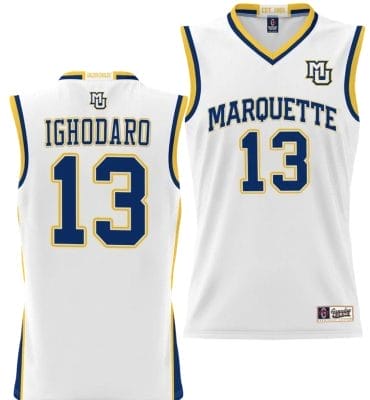Oso Ighodaro Jersey #13 Marquette Golden Eagles NIL Basketball Lightweight White