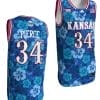 Paul Pierce Jersey #34 Kansas Jayhawks Bill Self Game College Basketball Blue Maui Strong