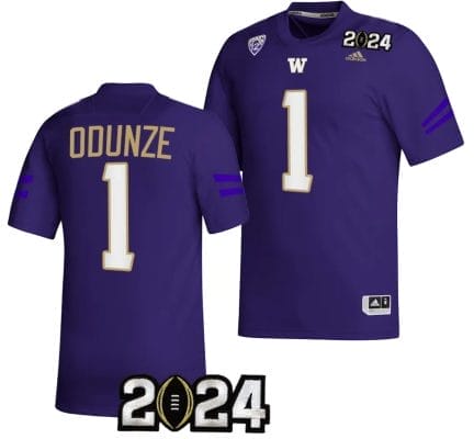 Rome Odunze Jersey #1 Washington Huskies 2024 College Football Playoff National Championship Purple