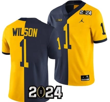 Roman Wilson Jersey #1 Michigan Wolverines 2024 Football National Championship Playoff Mazie 8 Roman Wilson Jersey #1 Michigan Wolverines 2024 Football National Championship Playoff Mazie