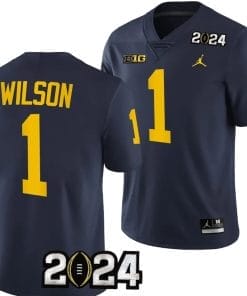 Roman Wilson Jersey #1 Michigan Wolverines 2024 Football National Championship Playoff Navy