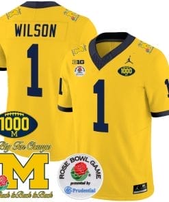 Roman Wilson Jersey #1 Michigan Wolverines Vapor Stitched 1000 Wins Rose Bowl Patch Maize