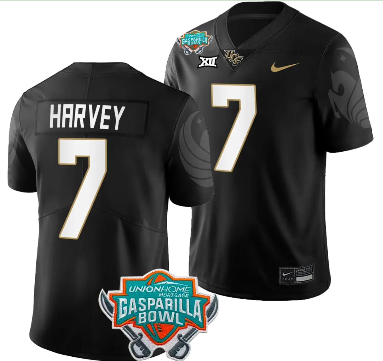RJ Harvey Jersey #7 UCF Knights 2023 Gasparilla Bowl Patch Football Black 1 RJ Harvey Jersey #7 UCF Knights 2023 Gasparilla Bowl Patch Football Black