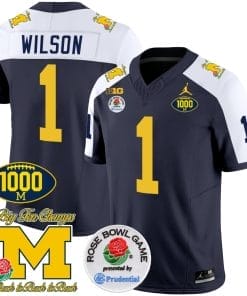 Roman Wilson Jersey #1 Michigan Wolverines Vapor Stitched 1000 Wins Rose Bowl Patch Alternate