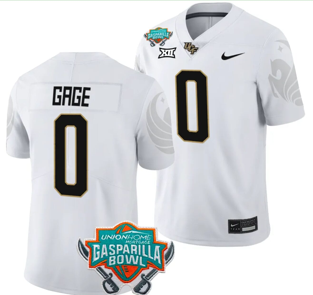 Stacy Gage Jersey #0 UCF Knights 2023 Gasparilla Bowl Patch Football White 1 Stacy Gage Jersey #0 UCF Knights 2023 Gasparilla Bowl Patch Football White