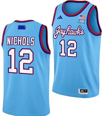 SMya Nichols Jersey #12 Kansas Jayhawks Basketball DRIP Alternate 2023-24 Baby Blue