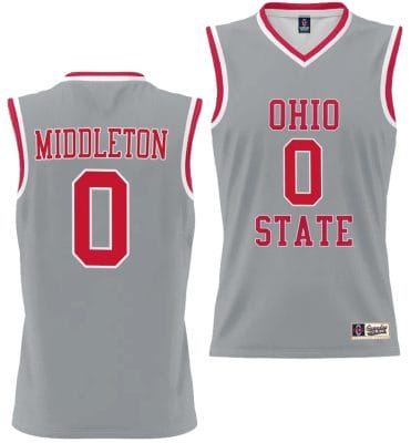 Scotty Middleton Jersey #0 Ohio State Buckeyes College Basketball Lightweight Gray