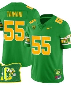 Sam Taimani Jersey #55 Oregon Ducks ‘Mighty Oregon’ Throwback Football Oregon State Green