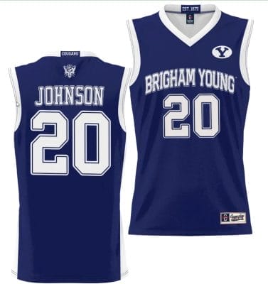 Spencer Johnson Jersey #20 BYU Cougars NIL College Basketball Jersey Lightweight Navy 8 Spencer Johnson Jersey #20 BYU Cougars NIL College Basketball Jersey Lightweight Navy