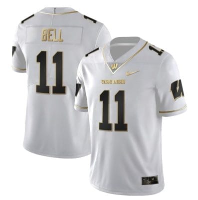 Skyler Bell Jersey #11 Wisconsin Badgers Gold Vapor College Football White Gold