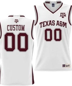 Custom Texas Aggies Jersey Name and Number NIL College Basketball Jersey Lightweight White