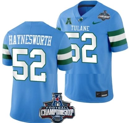 Sincere Haynesworth Jersey #52 Tulane Green Wave 2022 ACC Football Championship Blue