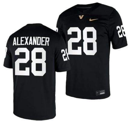 Sedrick Alexander Jersey #28 Vanderbilt Commodores College NIL Football Black