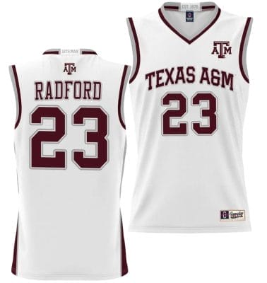 Tyrece Radford Jersey #23 Texas Aggies NIL College Basketball Jersey Lightweight White