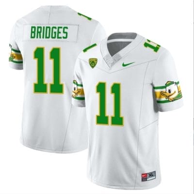 Trikweze Bridges Jersey #11 Oregon Ducks ‘Mighty Oregon’ Throwback College Football Uniforms White
