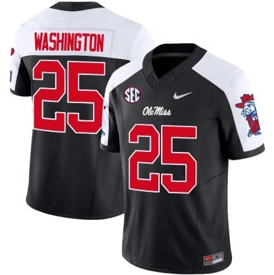 Trey Washington Jersey #25 Ole Miss Rebels Football Vapor Limited All Stitched Black Alternate