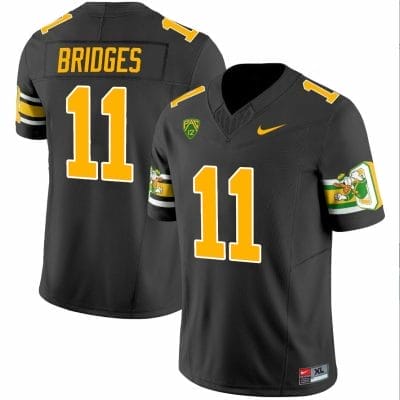 Trikweze Bridges Jersey #11 Oregon Ducks ‘Mighty Oregon’ 1984 Throwback Football Uniforms Black