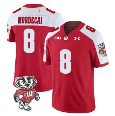Tanner Mordecai Jersey #8 Wisconsin Badgers Vapor Limited College Football Red Alternate