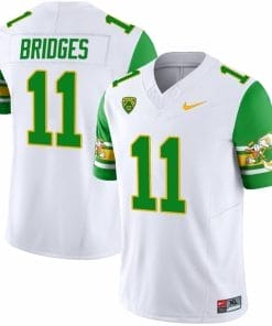 Trikweze Bridges Jersey #11 Oregon Ducks ‘Mighty Oregon’ 1984 Throwback Football Uniforms Green Sleeves