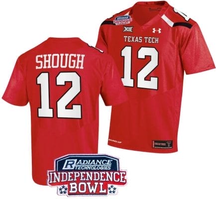 Tyler Shough Jersey #12 Texas Tech Red Raiders Independence Bowl Patch Football 2023 Red