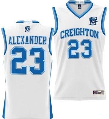 Trey Alexander Jersey #23 Creighton Bluejays College NIL Basketball Lightweight White