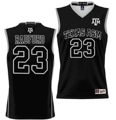 Tyrece Radford Jersey #23 Texas Aggies NIL College Basketball Jersey Lightweight Black