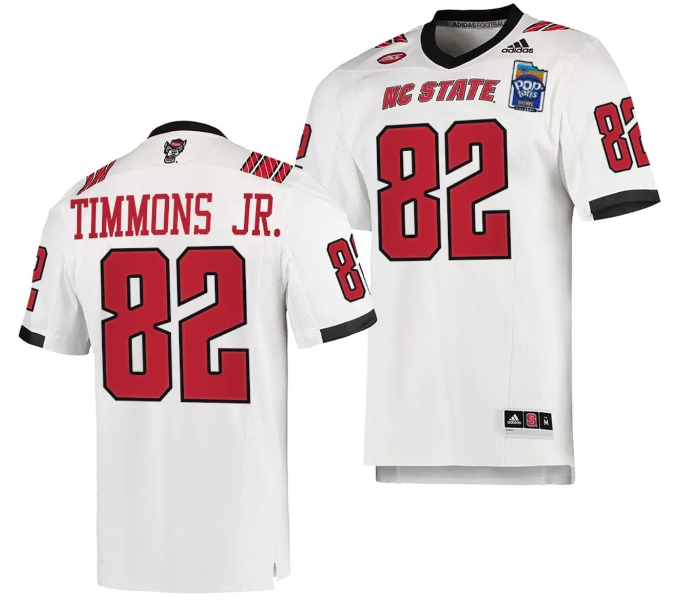 Terrell Timmons Jr Jersey #82 NC State Wolfpack 2023 Pop Tarts Bowl Football White 1 Terrell Timmons Jr Jersey #82 NC State Wolfpack 2023 Pop-Tarts Bowl Football White
