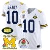 Tom Brady Jersey #10 Michigan Wolverines Vapor Stitched 1000 Wins Rose Bowl Patch White