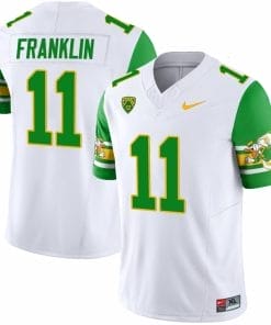 Troy Franklin Jersey #11 Oregon Ducks ‘Mighty Oregon’ 1984 Throwback Football Uniforms Green Sleeves