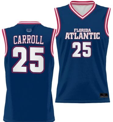 Tre Carroll Jersey #25 FAU Owls Full Sublimated Alternate Basketball Navy