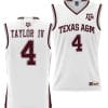 Wade Taylor IV Jersey #4 Texas Aggies NIL College Basketball Jersey Lightweight White