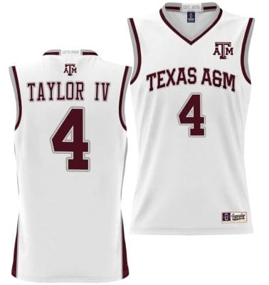 Wade Taylor IV Jersey #4 Texas Aggies NIL College Basketball Jersey Lightweight White