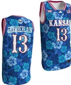 Wilt Chamberlain Jersey #13 Kansas Jayhawks Bill Self Game College Basketball Blue Maui Strong