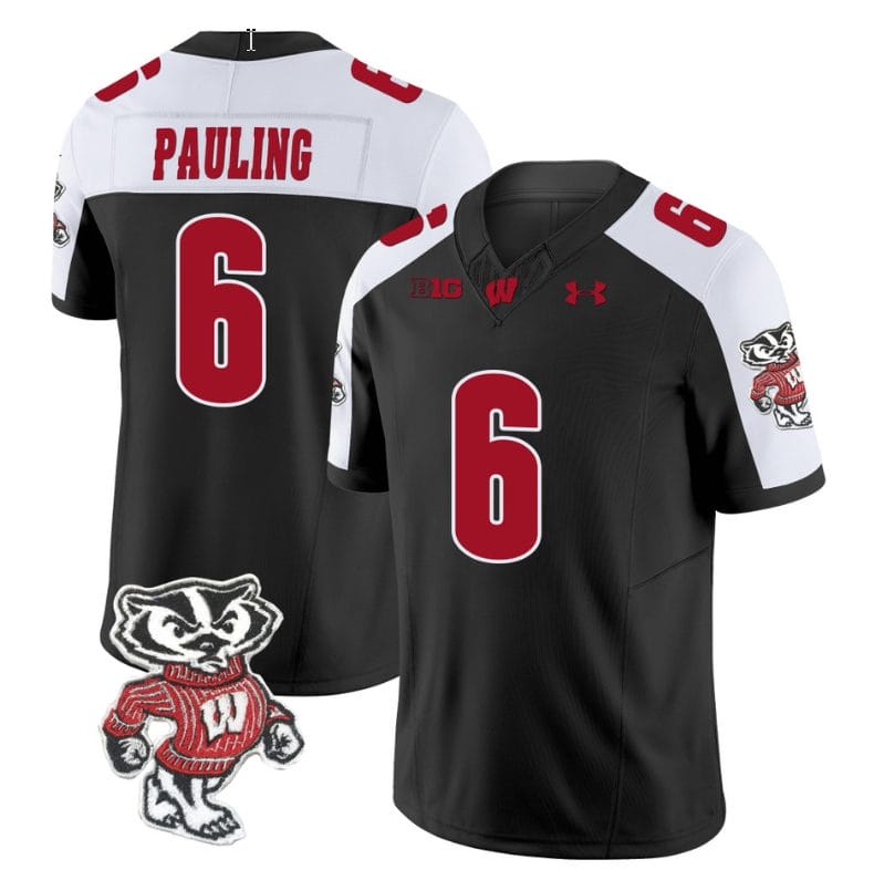 Will Pauling Jersey #6 Wisconsin Badgers Vapor Limited College Football Black Alternate 1 Will Pauling Jersey #6 Wisconsin Badgers Vapor Limited College Football Black Alternate