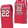Warren Washington Jersey #22 Texas Tech Red Raiders Basketball uniform Red