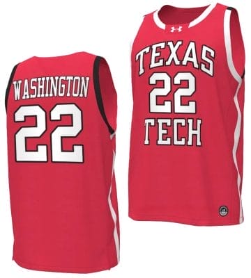 Warren Washington Jersey #22 Texas Tech Red Raiders Basketball uniform Red