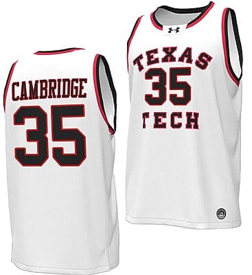 Devan Cambridge Jersey #35 Texas Tech Red Raiders Throwback Basketball Replica White