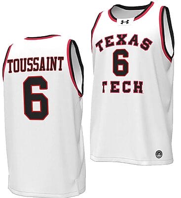 Joe Toussaint Jersey #6 Texas Tech Red Raiders Throwback Basketball Replica White