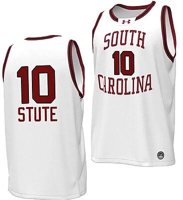 Myles Stute Jersey #10 South Carolina Gamecocks Basketball Throwback Replica White