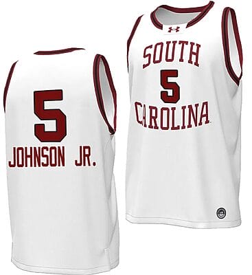 Meechie Johnson Jr Jersey #5 South Carolina Gamecocks Basketball Throwback Replica White