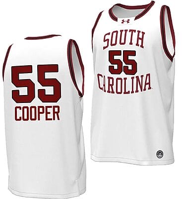 TaLon Cooper Jersey #55 South Carolina Gamecocks Basketball Throwback Replica White 8 TaLon Cooper Jersey #55 South Carolina Gamecocks Basketball Throwback Replica White