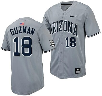 Adonys Guzman Jersey #18 Arizona Wildcats Replica Baseball Full-Button Gray