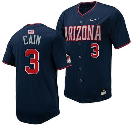 Andrew Cain Jersey #3 Arizona Wildcats Replica Baseball Full-Button Navy