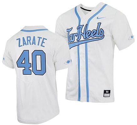 Angel Zarate Jersey #40 North Carolina Tar Heels Baseball White Full-Button 6 Angel Zarate Jersey #40 North Carolina Tar Heels Baseball White Full-Button