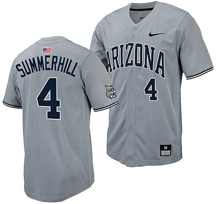 Brendan Summerhill Jersey #4 Arizona Wildcats Replica Baseball Full-Button Gray