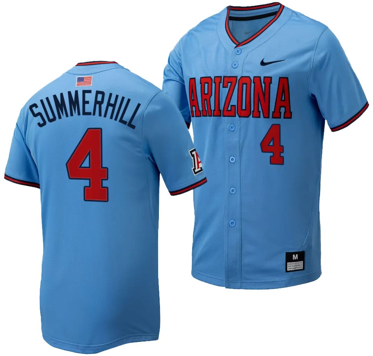Brendan Summerhill Jersey #4 Arizona Wildcats Replica Baseball Full-Button Light Blue 1 Brendan Summerhill Jersey #4 Arizona Wildcats Replica Baseball Full-Button Light Blue